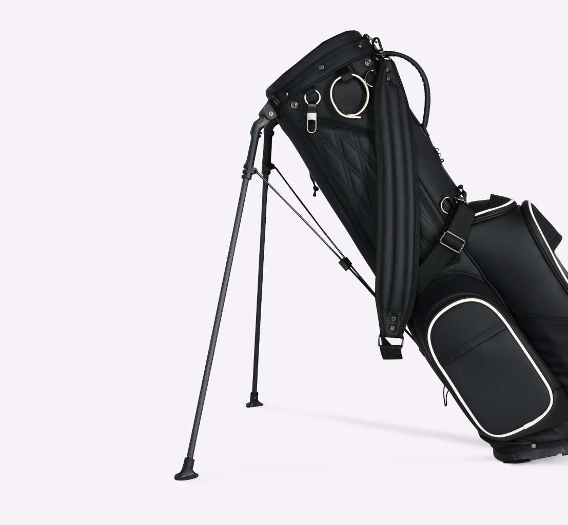 Cornelli Deep black luxury leather golf bag side view