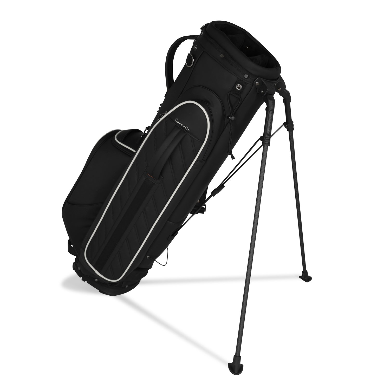 Cornelli Deep Black large pocket with zippers luxury black stand bag
