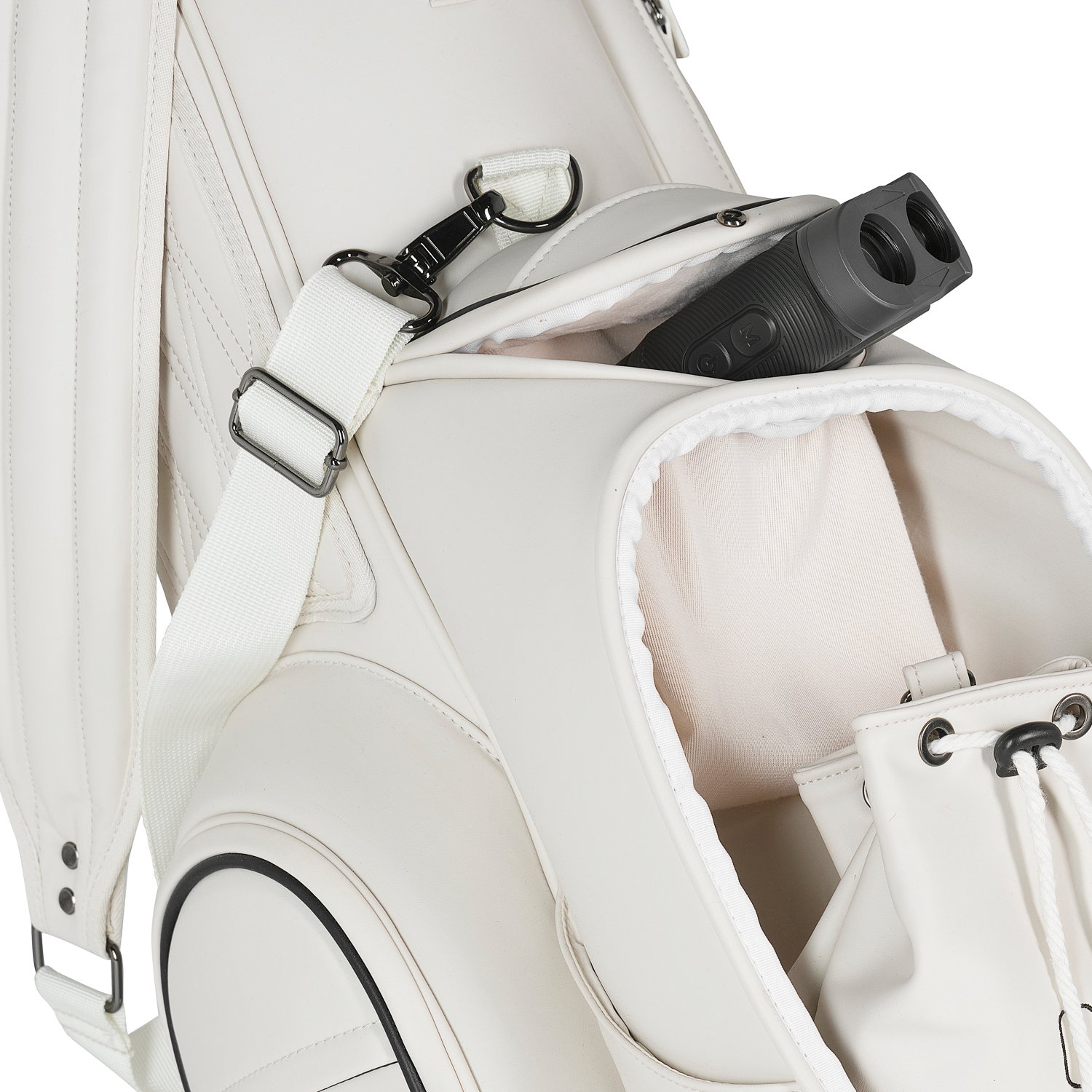 Cornelli off-white leather golf bag with magnetic range finder pocket